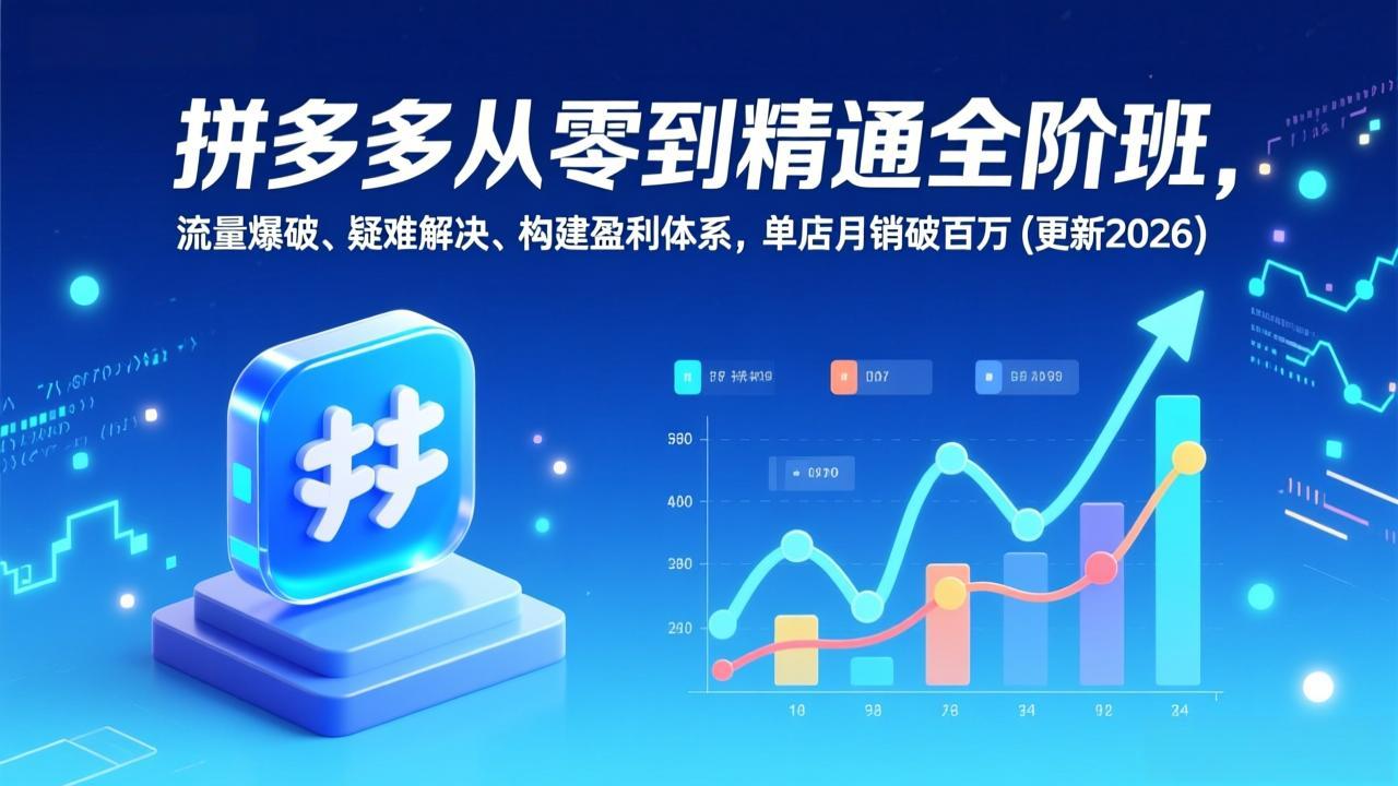 图片[1]-（17148期）拼多多从零到精通全阶班，流量爆破、疑难解决，构建盈利体系，单店月销破百万(更新2026)_生财有道创业项目网-生财有道