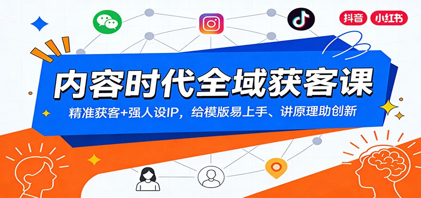 图片[1]-内容时代全域获客课：精准获客+强人设IP，给模版易上手、讲原理助创新_生财有道创业网-生财有道