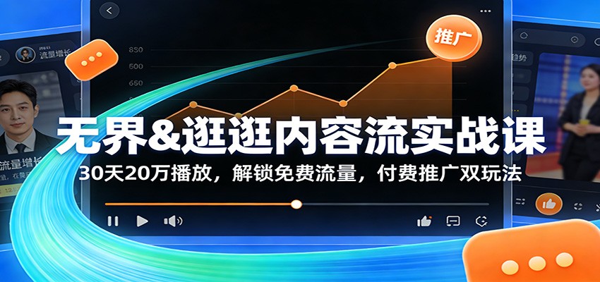 图片[1]-无界&逛逛内容流实战课：30天20万播放，解锁免费流量，付费推广双玩法_生财有道创业网-生财有道
