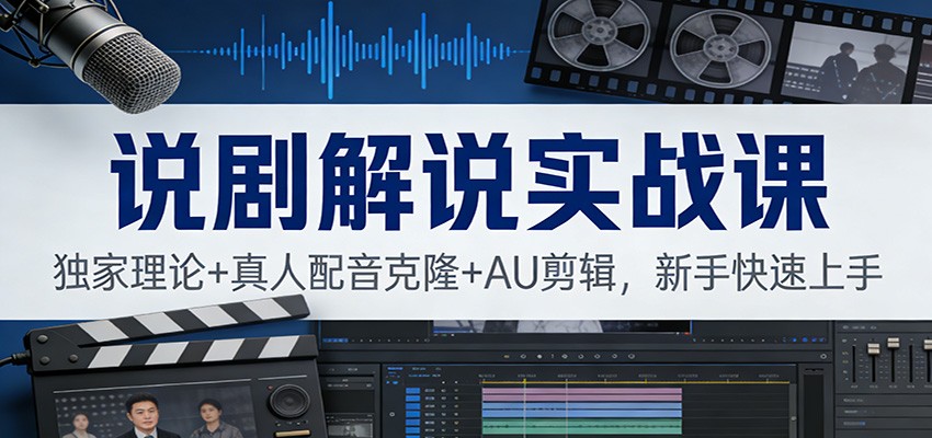图片[1]-说剧解说实战课：独家理论+真人配音克隆+AU剪辑，新手快速上手_生财有道创业网-生财有道