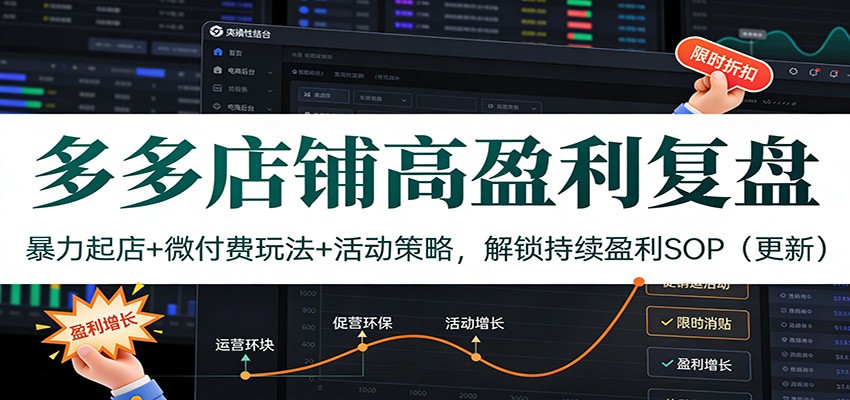图片[1]-多多店铺高盈利复盘：暴力起店+微付费玩法+活动策略，解锁持续盈利SOP（更新）_生财有道创业网-生财有道