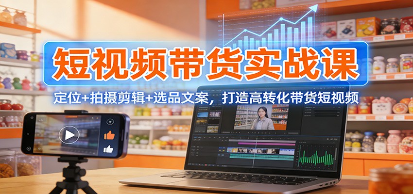 图片[1]-短视频带货实战课：定位+拍摄剪辑+选品文案，打造高转化带货短视频_生财有道创业网-生财有道