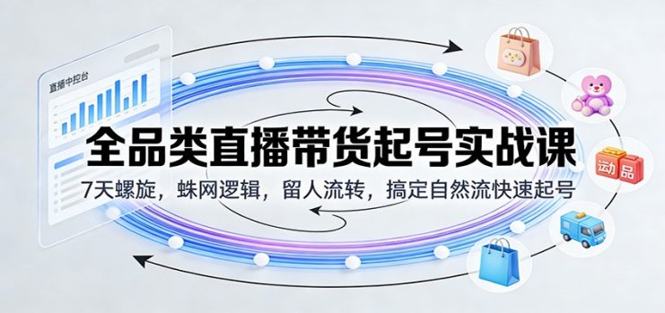 全品类直播带货起号实战课：7天螺旋，蛛网逻辑，留人流转，搞定自然流快速起号_生财有道创业网