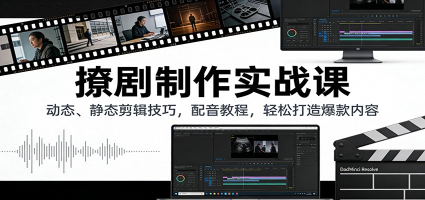 图片[1]-撩剧制作实战课：动态、静态剪辑技巧，配音教程，轻松打造爆款内容_生财有道创业网-生财有道