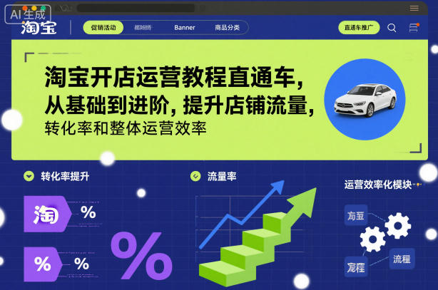 淘宝开店运营教程直通车，从基础到进阶，提升店铺流量，转化率和整体运营效率（更新26年1月）——生财有道创业项目网