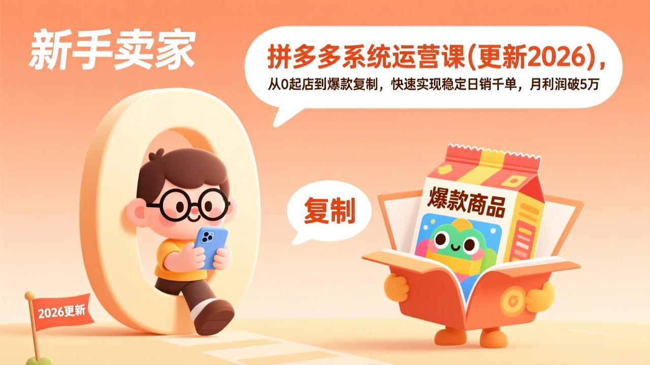 图片[1]-（17202期）拼多多系统运营课(更新2026)，从0起店到爆款复制，快速实现稳定日销千单，月利润破5万_生财有道创业项目网-生财有道