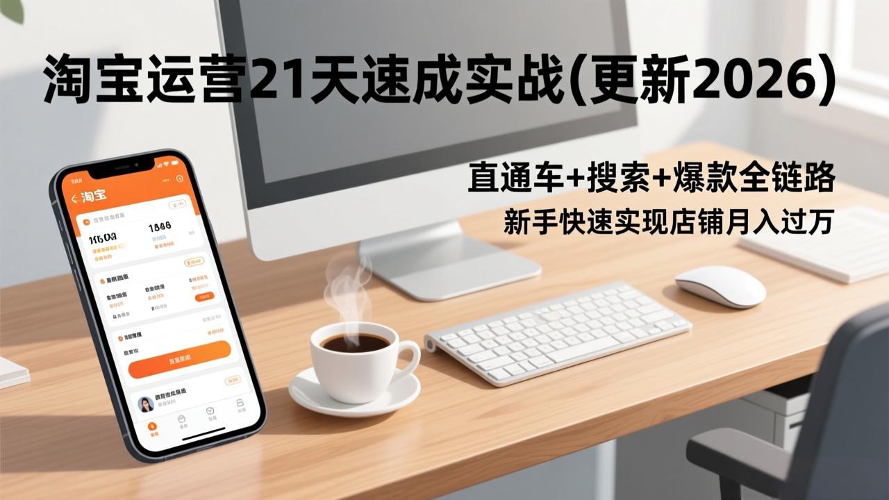 图片[1]-（17201期）淘宝运营21天速成实战(更新2026)，直通车+搜索+爆款全链路，新手快速实现店铺月入过万_生财有道创业项目网-生财有道