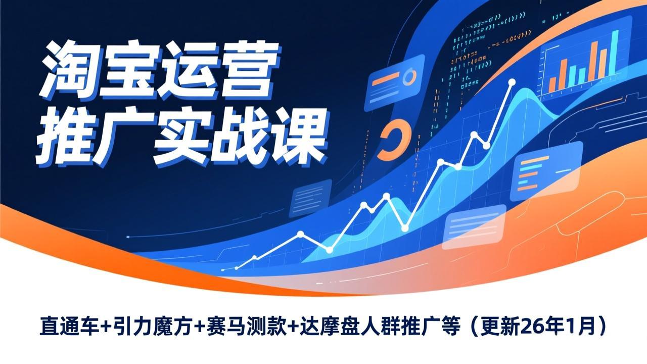 图片[1]-（17200期）淘宝运营推广实战课，直通车+引力魔方+赛马测款+达摩盘人群推广等（更新26年1月）_生财有道创业项目网-生财有道
