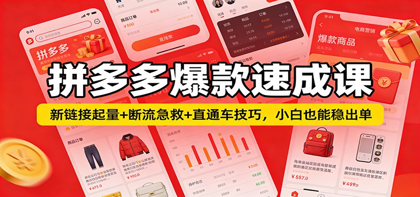 图片[1]-拼多多爆款速成课：新链接起量+断流急救+直通车技巧，小白也能稳出单_生财有道创业网-生财有道