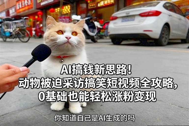 图片[1]-AI搞钱新思路！动物被迫采访搞笑短视频全攻略，0基础也能轻松涨粉变现——生财有道创业项目网-生财有道