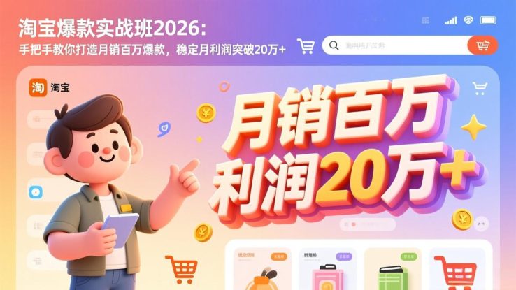 （17209期）淘宝爆款实战班2026：手把手教你打造月销百万爆款，稳定月利润突破20万+_生财有道创业项目网