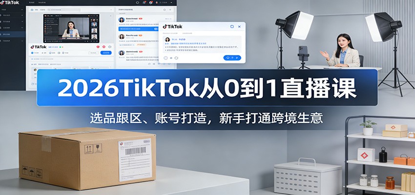 图片[1]-2026TikTok从0到1直播课：选品跟区、账号打造，新手打通跨境生意_生财有道创业网-生财有道