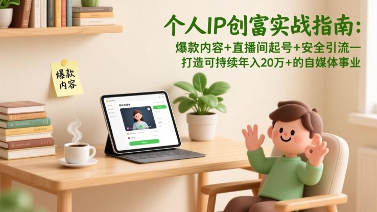（17217期）个人IP创富实战指南：爆款内容+直播间起号+安全引流，打造可持续年入20万+的自媒体事业_生财有道创业项目网