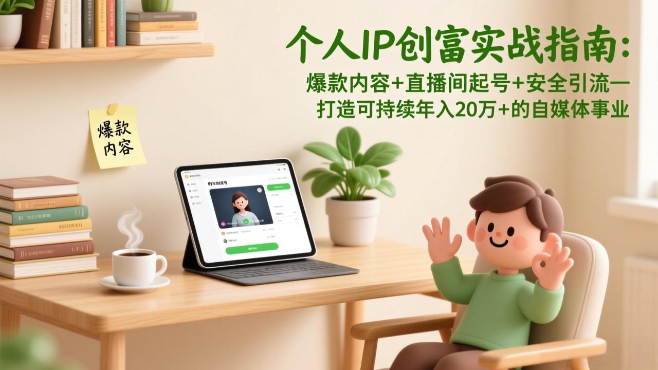 图片[1]-（17217期）个人IP创富实战指南：爆款内容+直播间起号+安全引流，打造可持续年入20万+的自媒体事业_生财有道创业项目网-生财有道