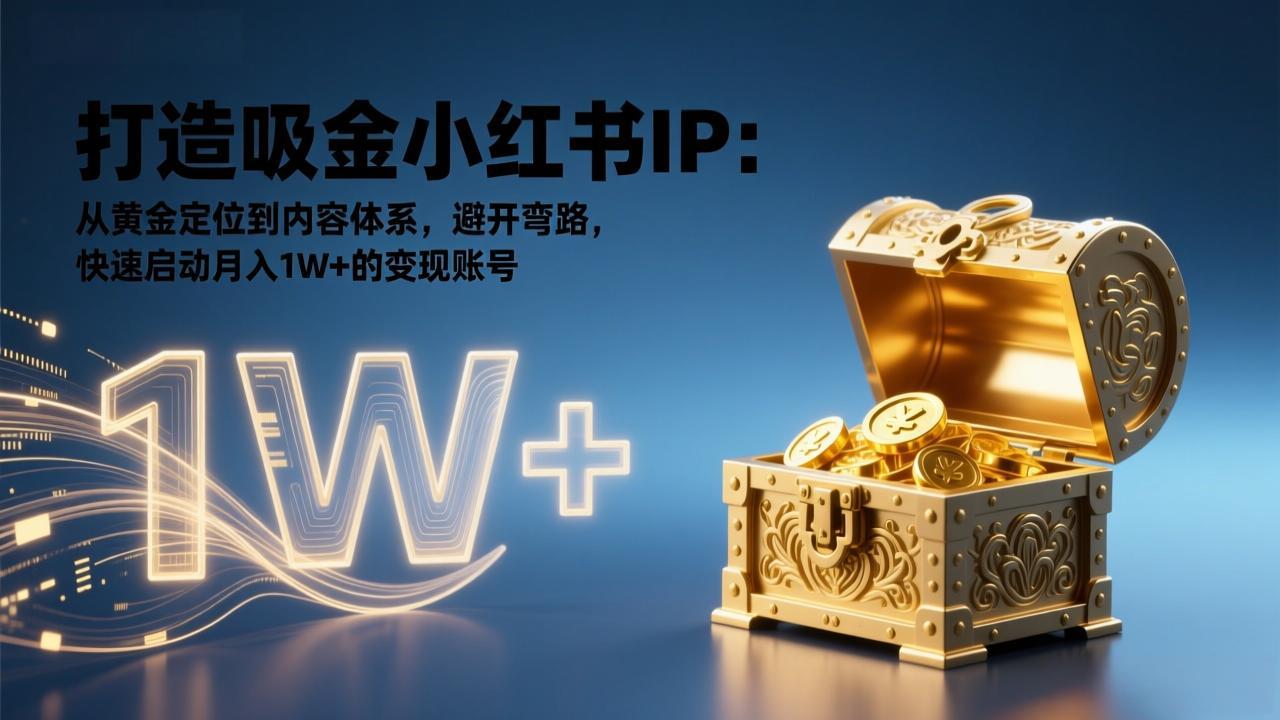 图片[1]-（17227期）打造吸金小红书IP：从黄金定位到内容体系，避开弯路，快速启动月入1W+的变现账号_生财有道创业项目网-生财有道