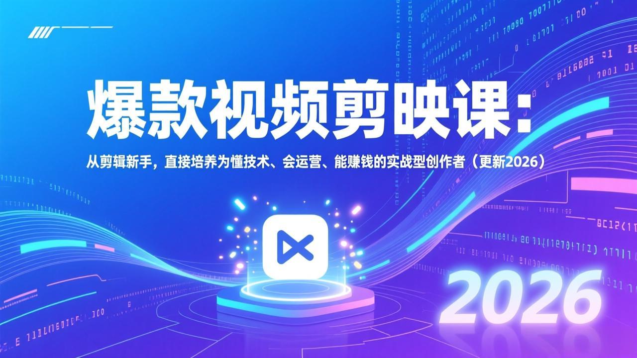 图片[1]-（17232期）爆款视频剪映课：从剪辑新手，直接培养为懂技术、会运营、能赚钱的实战型创作者（更新2026）_生财有道创业项目网-生财有道