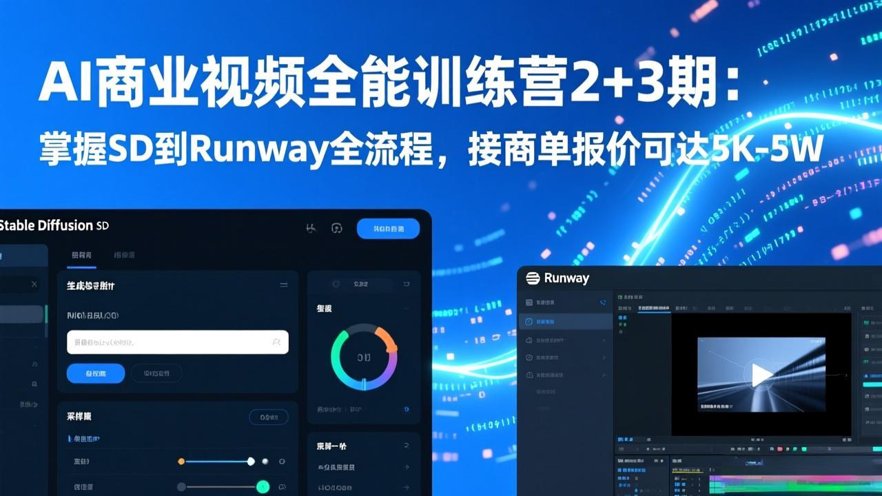 图片[1]-（17235期）AI商业视频全能训练营2+3期：掌握SD到Runway全流程，接商单报价可达5K-5W_生财有道创业项目网-生财有道