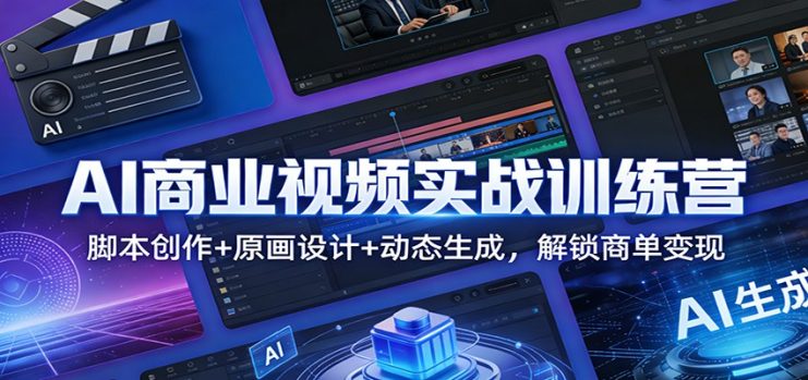 AI商业视频实战训练营：脚本创作+原画设计+动态生成，解锁商单变现_生财有道创业网