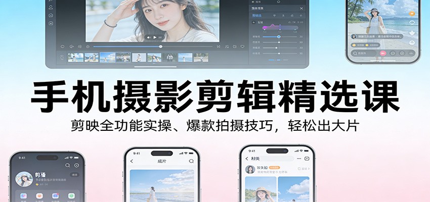 图片[1]-手机摄影剪辑精选课：剪映全功能实操、爆款拍摄技巧，轻松出大片_生财有道创业网-生财有道