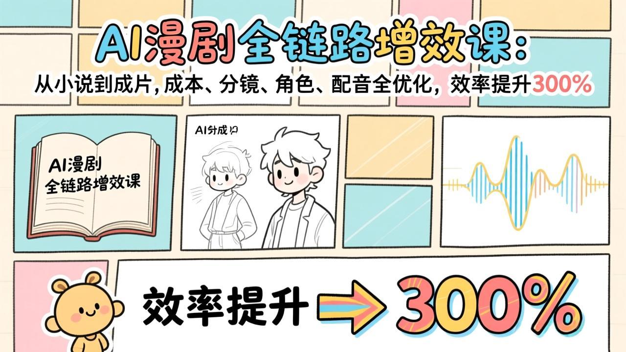 图片[1]-（17245期）AI漫剧全链路增效课：从小说到成片，成本、分镜、角色、配音全优化，效率提升300%_生财有道创业项目网-生财有道