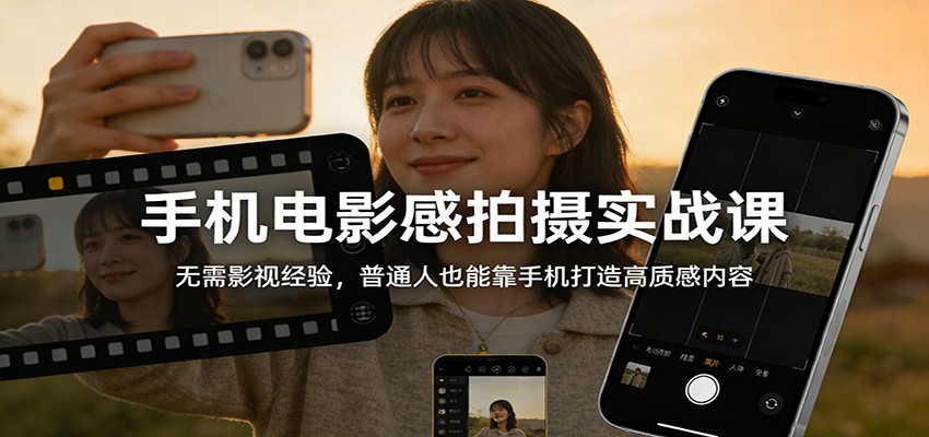 图片[1]-手机电影感拍摄实战课：无需影视经验，普通人也能靠手机打造高质感内容_生财有道创业网-生财有道
