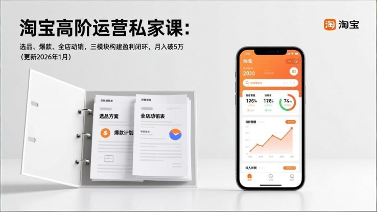（17280期）淘宝高阶运营私家课：选品、爆款、全店动销，三模块构建盈利闭环，月入破5万（更新26年1月）_生财有道创业项目网