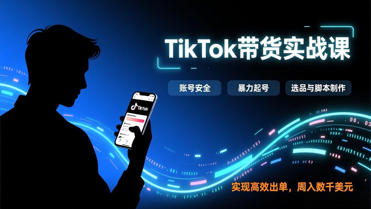 图片[1]-（17278期）TikTok带货实战课，涵盖账号安全、暴力起号、选品与脚本制作，实现高效出单，周入数千美元_生财有道创业项目网-生财有道
