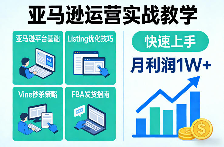 图片[1]-亚马逊运营实战教学，亚马逊平台+Listing优化+Vine秒杀+FBA发货等，快速上手，实现店铺月利润1W——生财有道创业项目网-生财有道