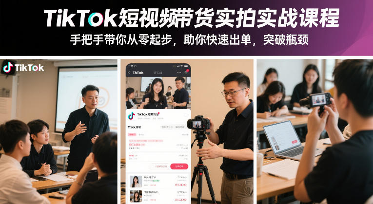图片[1]-TikTok短视频带货实拍实战课程，手把手带你从零起步，助你快速出单，突破瓶颈——生财有道创业项目网-生财有道