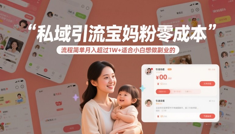 图片[1]-私域引流宝妈粉零成本流程简单月入超过1W+适合小白想做副业的——生财有道创业项目网-生财有道