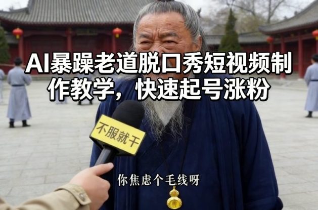 AI暴躁老道脱口秀短视频制作教学，快速起号涨粉——生财有道创业项目网
