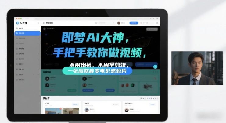 即梦AI大神手把手教你做视频，不用出镜、不用学剪辑，一张图就能变电影感短片——生财有道创业项目网
