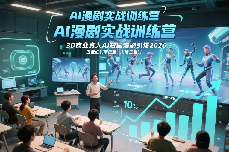 图片[1]-AI漫剧实战训练营，3D商业真人AI短剧漫剧引爆2026，流量红利期已至，入场正当时——生财有道创业项目网-生财有道