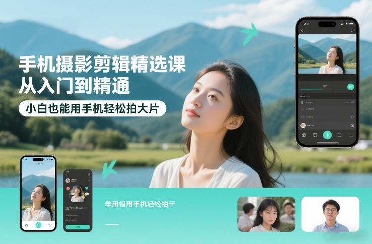 图片[1]-手机摄影剪辑精选课，从入门到精通，小白也能用手机轻松拍大片——生财有道创业项目网-生财有道