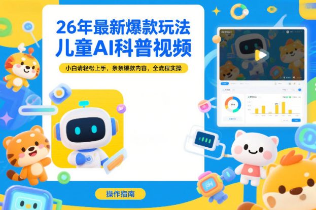 26年最新爆款玩法，儿童AI科普视频，小白请轻松上手，条条爆款内容，全流程实操——生财有道创业项目网