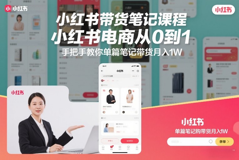 图片[1]-小红书带货笔记课程，小红书电商从0到1，手把手教你单篇笔记带货月入1W——生财有道创业项目网-生财有道