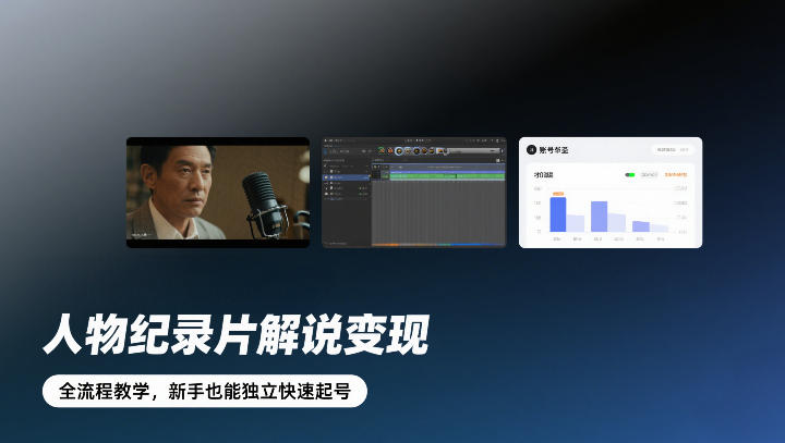 人物纪录片解说变现，全流程教学，新手也能独立快速起号——生财有道创业项目网