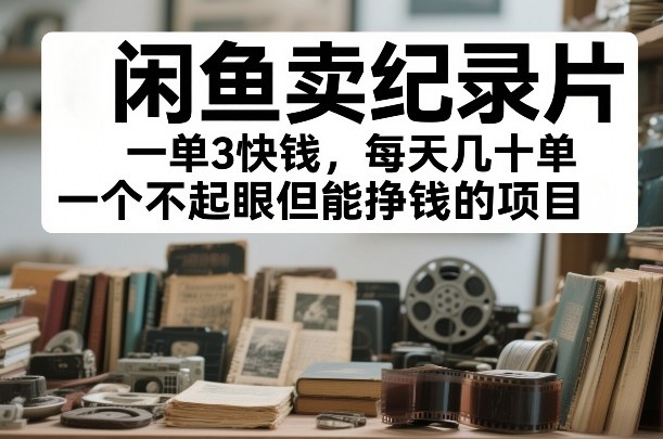 闲鱼卖纪录片，一单3快钱，每天几十单，一个不起眼但能挣钱的项目【揭秘】——生财有道创业项目网