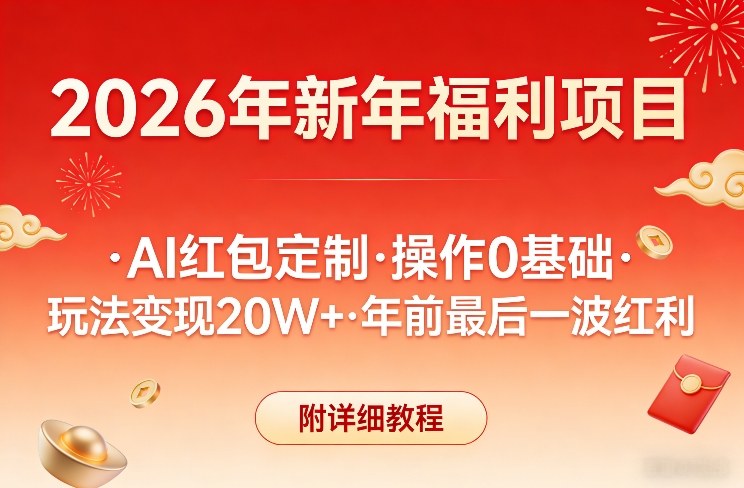 图片[1]-新年福利项目，AI红包定制，操作0基础，玩法变现20W+年前最后一波红利，附详细教程——生财有道创业项目网-生财有道