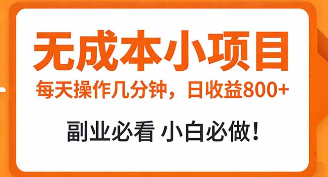 （17307期）无成本小项目 每天操作几分钟，真实日收益800+ 副业必看 小白必做！_生财有道创业项目网