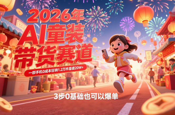 图片[1]-AI童装新春带货赛道，一部手机0成本狂销1.2万件喜提20W+，3步0基础也可以爆单——生财有道创业项目网-生财有道