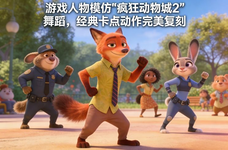 图片[1]-游戏人物模仿“疯狂动物城2”舞蹈，经典卡点动作完美复刻——生财有道创业项目网-生财有道