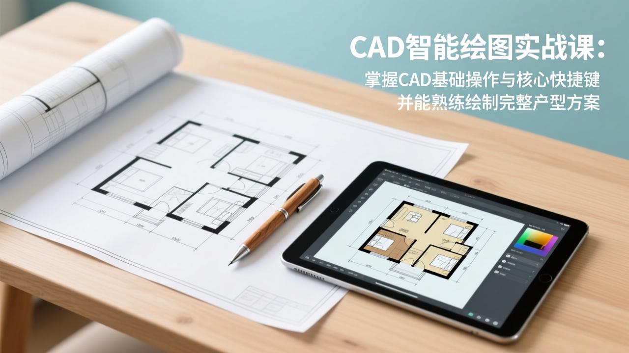 图片[1]-（17348期）CAD智能绘图实战课：掌握CAD基础操作与核心快捷键，并能熟练绘制完整户型方案_生财有道创业项目网-生财有道