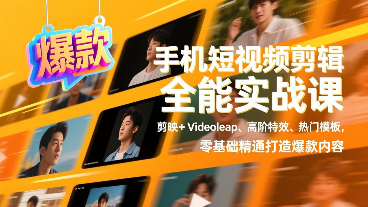 图片[1]-（17347期）手机短视频剪辑全能实战课，剪映+Videoleap、高阶特效、热门模板，零基础精通打造爆款内容_生财有道创业项目网-生财有道