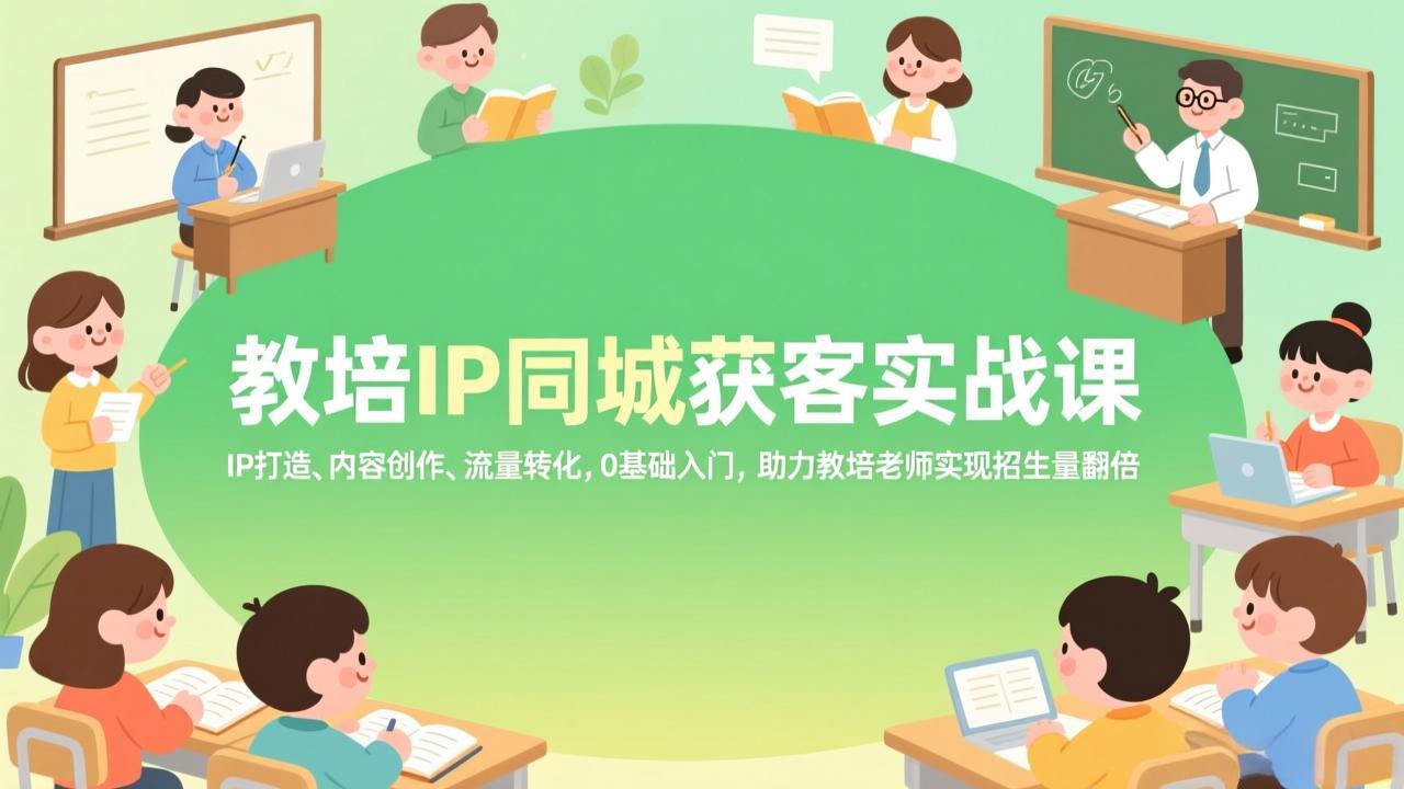 图片[1]-（17341期）教培IP同城获客实战课，IP打造、内容创作、流量转化，0基础入门，助力教培老师实现招生量翻倍_生财有道创业项目网-生财有道