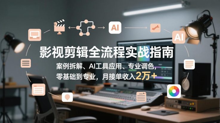 （17338期）影视剪辑全流程实战指南，案例拆解、AI工具应用、专业调色，零基础到专业，月接单收入2万+_生财有道创业项目网
