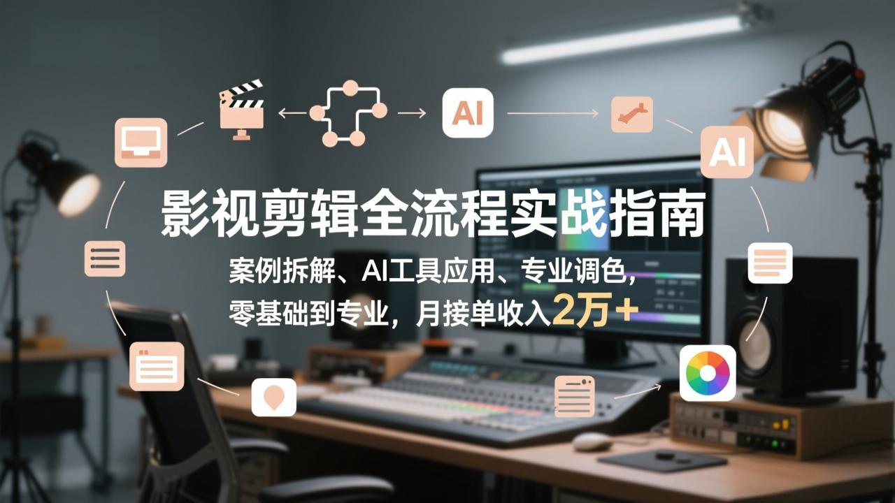 图片[1]-（17338期）影视剪辑全流程实战指南，案例拆解、AI工具应用、专业调色，零基础到专业，月接单收入2万+_生财有道创业项目网-生财有道