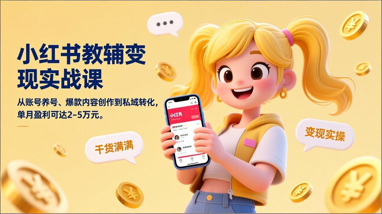 图片[1]-（17334期）小红书教辅变现实战课，从账号养号、爆款内容创作到私域转化，单月盈利可达2-5万元_生财有道创业项目网-生财有道