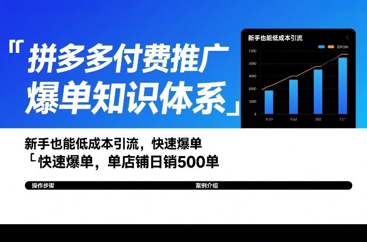 图片[1]-拼多多付费推广爆单知识体系，新手也能低成本引流，快速爆单，单店铺日销500单——生财有道创业项目网-生财有道