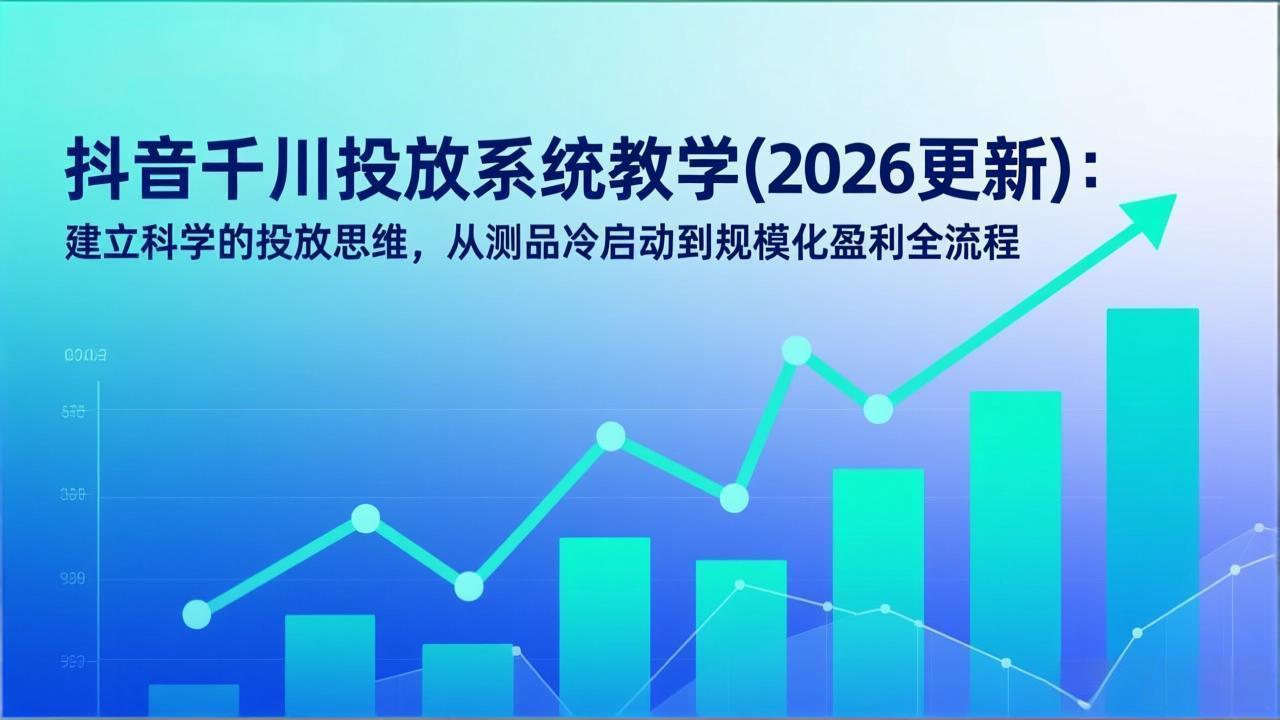 图片[1]-（17314期）抖音千川投放系统教学(2026更新)：建立科学的投放思维，从测品冷启动到规模化盈利全流程_生财有道创业项目网-生财有道
